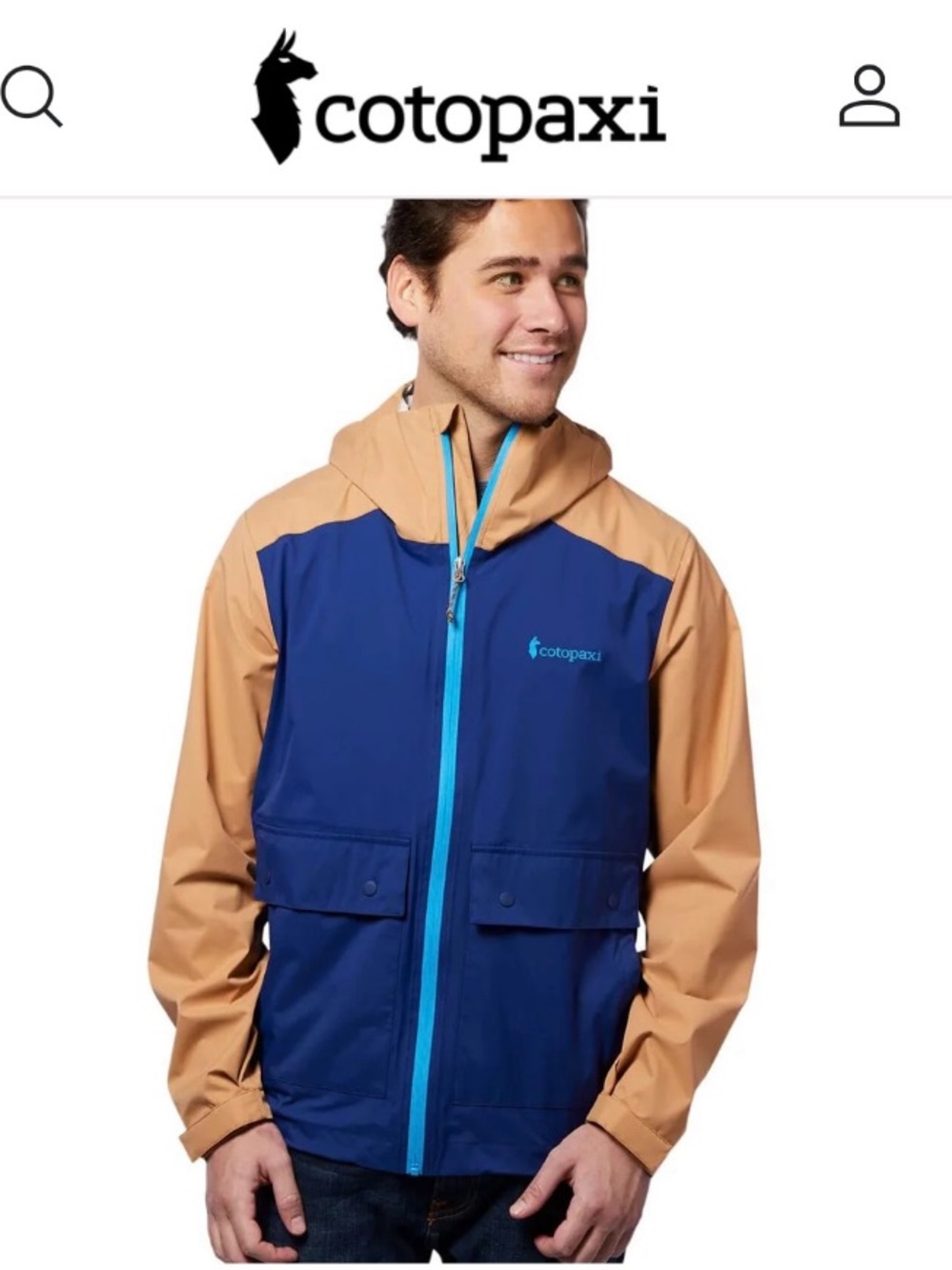 Cotopaxi "Parque' Yellow & Navy Waterproof Hooded Rain Jacket Sz XXL
